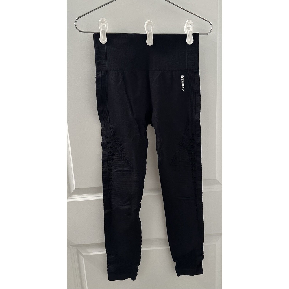 Gymshark Eyelet Leggings Black Seamless High‎ Waisted Activewear Womens Medium